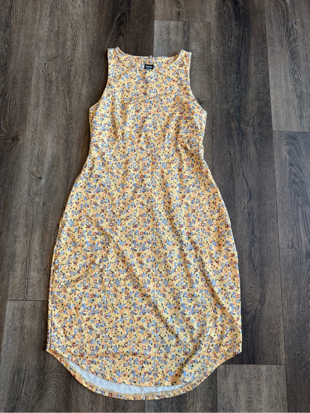 Prana Yellow Floral High-Low Midi Dress Women’s Size XS